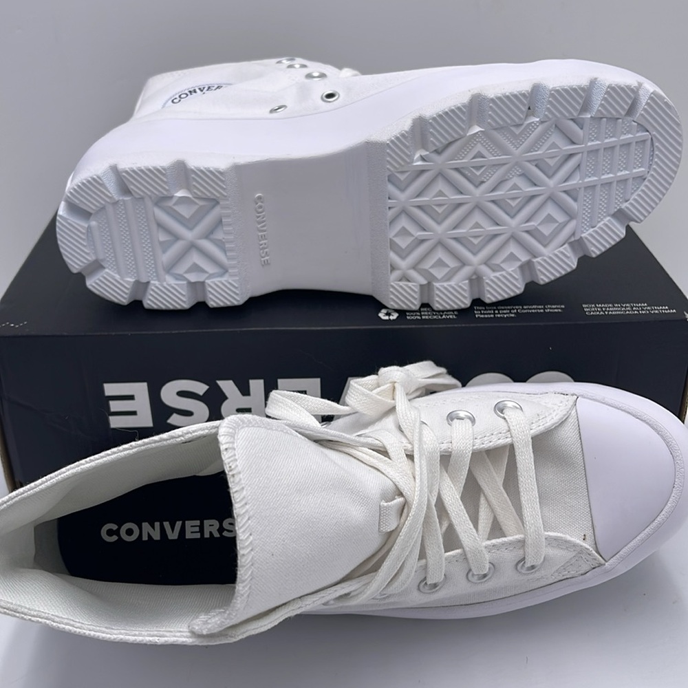 Converse WMNS CTAS LUGGED HI WHITE/BLACK/WHITE 565902C Platforms Sneakers - Picture 3 of 16